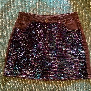 TOPSHOP sequence black mini skirt.